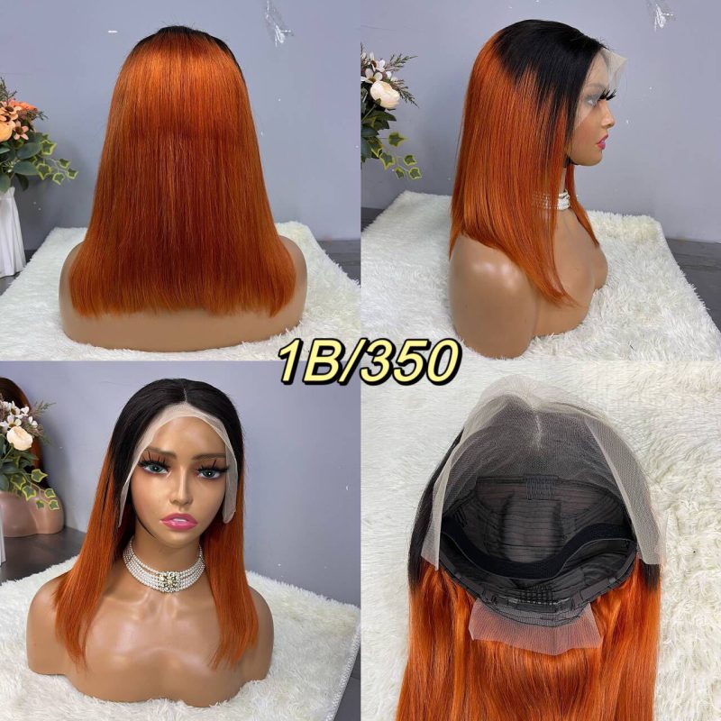 13x4 Straight Hair Colored BOB Lace Front Wig - 图片 16